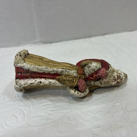 VTG Christmas Santa Mini Statue Gold Robe Red Toy Bag Lantern 3.75" Tall - Picture 6 of 7